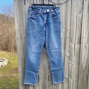 H&M &Denim Slim Straight High Waist Jeans Medium Wash Blue Womens Size 8